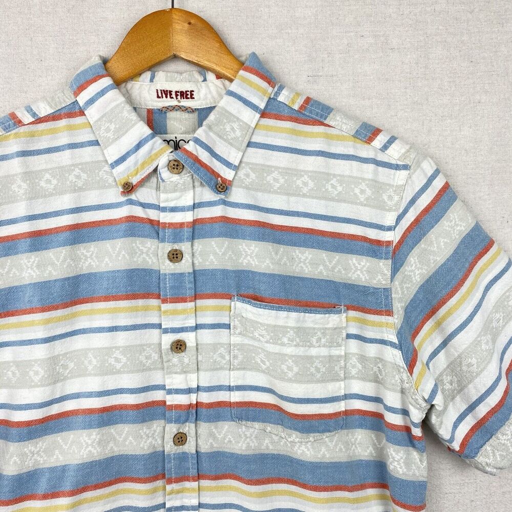 Gramicci Button Down Vintage Cotton Mens Medium Live Free Retro Aztec Patterned - Picture 3 of 7